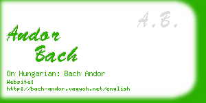 andor bach business card